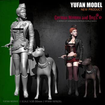 Yufan Modelis 1/24 Dervos Pav Rinkiniai Seksuali moteris kareivis ir šuo savarankiškai surinkti YFWW-1878