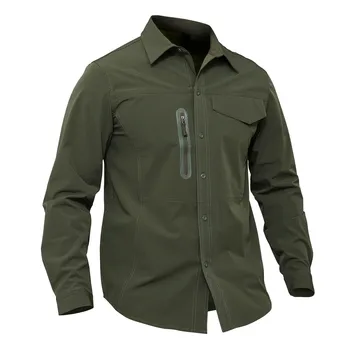 YUSHU ilgomis Rankovėmis Quick Dry Karinis Taktinis Vyrų Marškinėliai JAV Armijos Marškinėliai Ripstop Palaidinė Vienodas Pėsčiųjų Žygiai Vyrų Plonas Drabužių