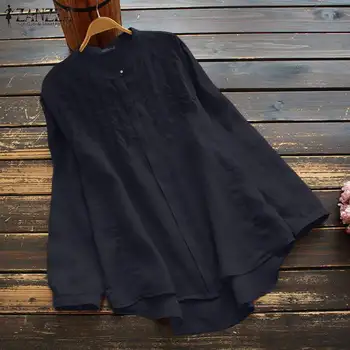 ZANZEA Pavasario Vintage Marškinėliai Moterims Siuvinėjimo Palaidinė Atsitiktinis Elegantiškas ilgomis Rankovėmis Mygtukai Blusas Plius Dydis Prarasti Kieto Darbo Viršūnės