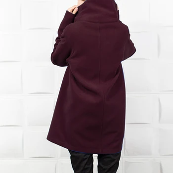 ZANZEA Žiemos Fleece series Paltai Moterims Golfo ilgomis Rankovėmis, Švarkeliai Atsitiktinis Užtrauktukas Kietas Outwear Femme Pagrindinio Striukė