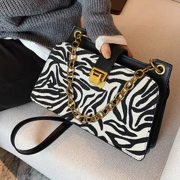 Zebras spausdinti Nešti maišą Pažastų maišelį 2021 Mados Naujų Aukštos kokybės PU Oda Moterų Dizaineris Rankinės Grandinės Petį Krepšys