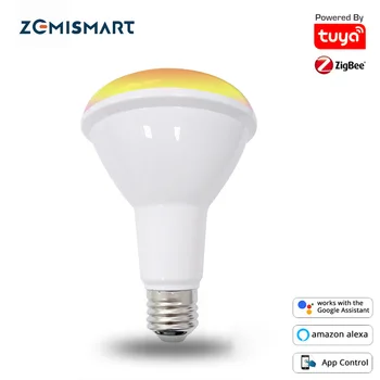 Zemismart Zigbee 3.0 Smart RGBCW LED Lemputės BR30 Pritemdomi E27 Led Lempa, Alexa, Google Namų Tuya Smartthings App 10W 850lm