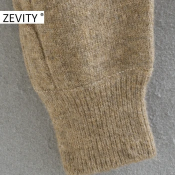 ZEVITY moterų high street o kaklo balta liemenė kratinys mezgimo megztinis moteriška atsitiktinis ilgomis rankovėmis megztiniai elegantiškas megztinis viršūnes S411
