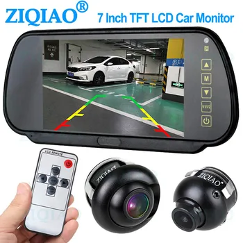 ZIQIAO 7 Colių LCD Automobilių Veidrodėliai Stebėti Stovėjimo aikštelė, Stebėjimo Sistema su Naktinio Matymo Pusės Priekyje Galinio vaizdo Kamera