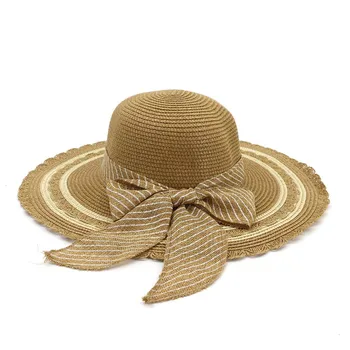 ZLD Moterų šiaudų skrybėlę beach sun skrybėlę smėlio plataus kraštais skrybėlę pajūrio saulės šiaudų skrybėlę moterų lankas paplūdimio skrybėlę skydelis