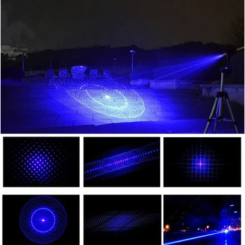 Zoomable 450 nm 2000mw Mėlyno Lazerio Patarimų Žibintuvėlis įrašyti rungtynės cigarečių dega su 5 žvaigždučių kepurės+2pcx16340 baterija+Kroviklis