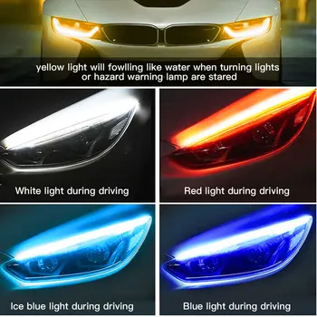 Zoyaloo 2vnt DRL APP Įvairių Spalvų LED Šviesos Juostelės Automobilių Eilės Teka RGB Šviesos važiavimui Dieną Posūkio Signalo Žibintai Headlig