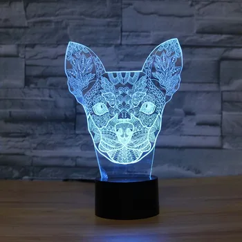 Čihuahua 3D Lempa 7 Spalvų Keitimas Akrilo Arklių Led pagrindiniai kištukiniai naktinių lempų lizdai LED Stalas Stalo Lempa USB Naktiniai Žibintai Apdailos šviesos