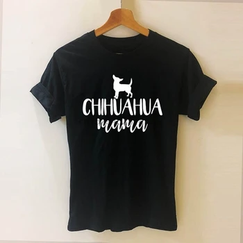 Čihuahua Šunų Mama Spausdinti Moterų Marškinėlius Atsitiktinis Medvilnės Hipster Juokingi Marškinėliai Girl Viršuje Tee