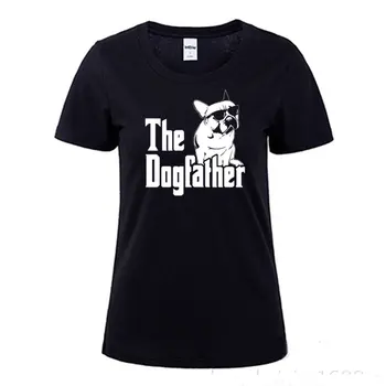 Į Dogfather Šuo, Tėtis Prancūzų Buldogas Juokinga T Marškinėliai Moterims Vasaros Medvilnės Harajuku Trumpas Rankovės O Kaklo Viršūnes Streetwear