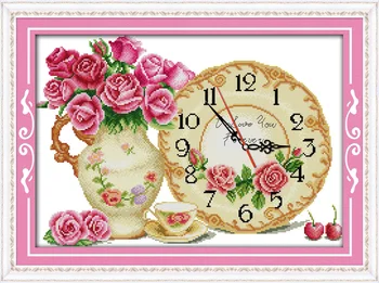 Įsimylėti iš pirmo žvilgsnio kryželiu rinkinys laikrodis gėlių skaičiuoti spausdinimo antspaudu 14ct 11ct vertus, siuvinėjimo 