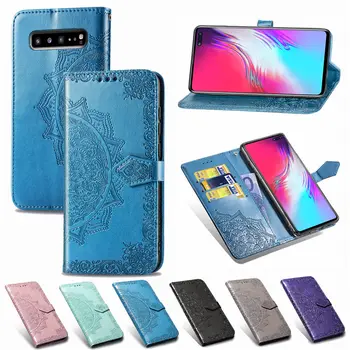 Įspausti Flip Case for Samsung Note 20 Ultra S21 S7 Krašto S8 S9 Plus S10 5G S10E Odos Piniginės Atveju Galaxy S20 FE Dangtelis Dėklas