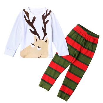Šeimos Kalėdų Pajama Komplektai Medvilnės Vaikai, Kūdikis, Berniukas, Mergaitė, Kalėdų Elnių Sleepwear Bamblys Pižamos naktiniai drabužiai Pižama Drabužius DS40