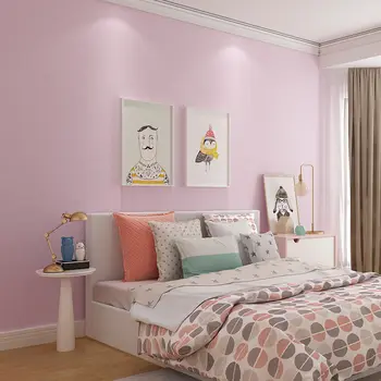 Šeimos tapetai lipnios vandeniui tapetai lino modelis miltligė, vientisos spalvos bendrabutyje miegamojo, vaikų kambario popieriaus