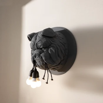 Šiaurės gyvūnų galvos sienos lempos kambarį valgomasis studijų miegamasis kūrybos dizaineris KTV Buldogas siena lempos, šviesa, šviestuvai LED