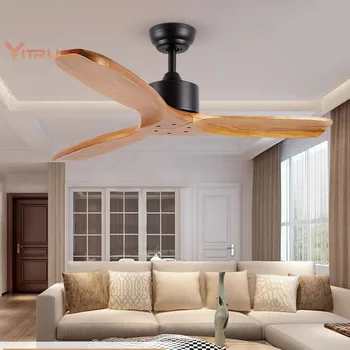 Šiaurės medinių lubų ventiliatorius paprasta modernių namų valgomojo, miegamojo pakabukas ventiliatorius medžio masyvo ventiliatorius