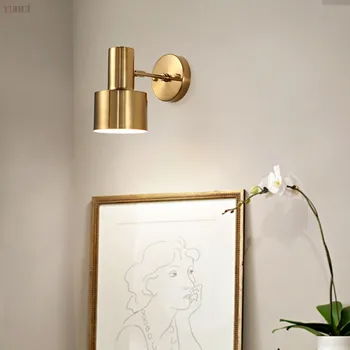 Šiaurės miegamojo lovos sienos lempos aukso kūrybos minimalistinės šiuolaikinio gyvenimo kambario eilėje vonios sienelės lempa E27