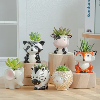 Šiaurės Naujo Stiliaus Keramikos Gyvūnų Vazonas Animacinių Filmų Zebra Avių Ir Karvių Galvos Mini Puodą Succulents Augalai Bonsai Puodai Namų Puošybai