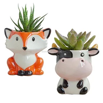 Šiaurės Naujo Stiliaus Keramikos Gyvūnų Vazonas Animacinių Filmų Zebra Avių Ir Karvių Galvos Mini Puodą Succulents Augalai Bonsai Puodai Namų Puošybai