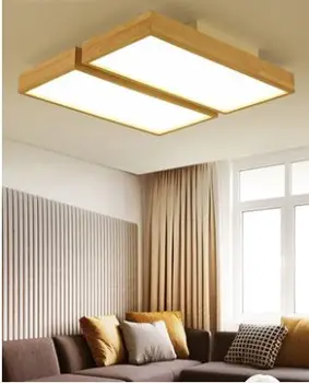 Šiaurės stiliaus atmosfera kambarį lempos stačiakampius medienos LED lubų šviestuvas paprasta modernių namų miegamajame lempos