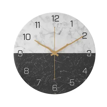 Šiaurės Stiliaus Marmuro Modelis Sieninis Laikrodis Apvalios Silent Metalo Mados Paprastas Tylus Laikrodis Namų Kambario Dekoro Dizaino Laikmatis