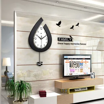 Šiaurės stiliaus medinių vandens lašo formos Swing sieninis laikrodis linguoti namų watch laikrodis gyvenamasis kambarys veranda dekoratyvinių laikrodis