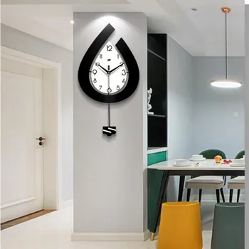 Šiaurės stiliaus medinių vandens lašo formos Swing sieninis laikrodis linguoti namų watch laikrodis gyvenamasis kambarys veranda dekoratyvinių laikrodis
