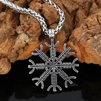 Šiaurės vikingų odin simbolis vegvisir amuletas nerūdijančio plieno pakabukas karoliai