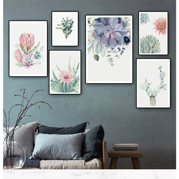Šiaurės Šalių Akvarelės Lapų Gėlių Nuotraukos Gėlių Botanikos Sienos Menas Drobė Paveikslų, Plakatų Ir Grafikos Kambarį Namų Dekoro