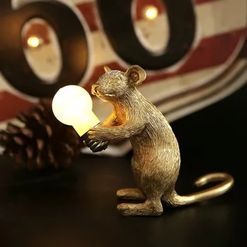 Šiaurės šalių Šiuolaikinės Dervos Pelės Stalo Lempos, LED E12 Stalo lempos Gyvūnų Žiurkės LED Naktinis Apšvietimas, Vaikų Kambarys, Kalėdos, naujieji Metai Apdaila