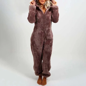 Šiltas Gobtuvu Pajama Jumpsuit Moterų Animacinių Filmų Gyvūnų Ausų Onesie Cosplay Sleepwear Suaugusiųjų Pižama, Chalatas