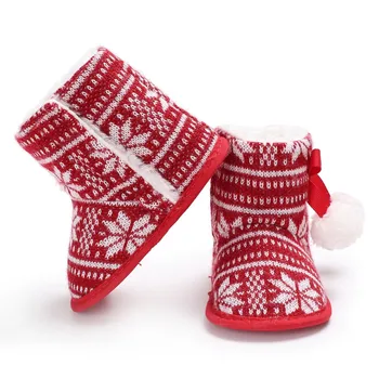 Šiltos Žiemos Kūdikių Sniego Batai Pirmas Vaikštynės Mados Plius Kašmyras Raudonos Klevų Kūdikio Batai Prewalker