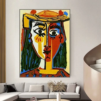 Šiuolaikinio Meno Žinomų Tapybos Picasso Mujer Con Sombrero Aliejaus Tapyba, Drobės Tapybai Sienos Meno Kambarį Namų Dekoro Cuadros