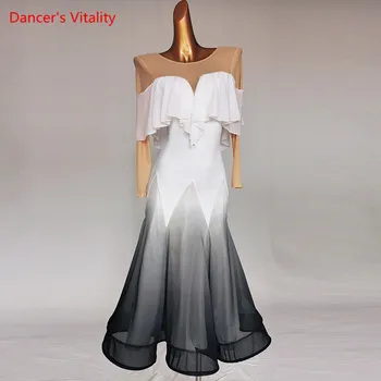Šiuolaikinio Šokio Suaugusių Patelių Vaikas Elegantiškas Lotus Lapų Apykakle Suknelė Balus Dancewear Profesijos Veiklos Sijonas High-end Užsakymą