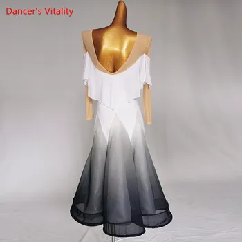 Šiuolaikinio Šokio Suaugusių Patelių Vaikas Elegantiškas Lotus Lapų Apykakle Suknelė Balus Dancewear Profesijos Veiklos Sijonas High-end Užsakymą