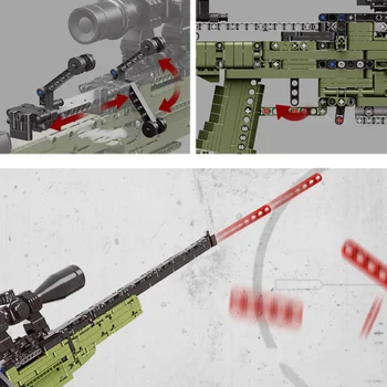 Šiuolaikinių karinių pasaulinio karo ginklų kūrimo bloką ginklas AWM šautuvas modelis plytų su šaudymo surinkimas žaislų kolekcija