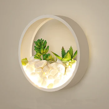 Šiuolaikinių LED Augalų Sienos Lempos Miegamojo Lovos Dekoro Metalinės Sienos Sconce Balta Juoda Šviesos Turas Dirbtinės Gėlės Akmens