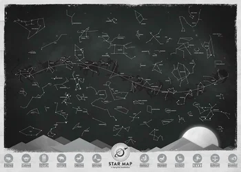 Šiuolaikinė Žvaigždė Žemėlapis Žvaigždynų Meno Filmas Spausdinti Šilko Plakatas Namų Sienų Dekoras 24x36inch