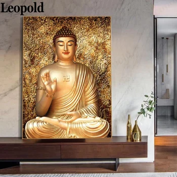 Šiuolaikinės Drobė Plakatas Auksinis Buda Tapybos Namų Puošybai Sienos Meno Tapybos Frameless Drobės Spary Spausdinti