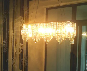 Šiuolaikinės Kinų paprasta mados kūrybos stačiakampio formos K9 kristalų LED šviestuvo baras restoranas, apšvietimo, Lubų Lempa LED Šviestuvas