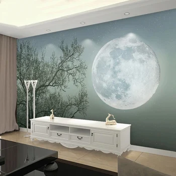 Šiuolaikinės Lipnios Vandeniui Tapetai, 3D, Abstraktūs Medžio Mėnulio Kraštovaizdį Freskos Gyvenimo Kambario, Miegamasis Namų Dekoro Sienų Lipdukai 3 D
