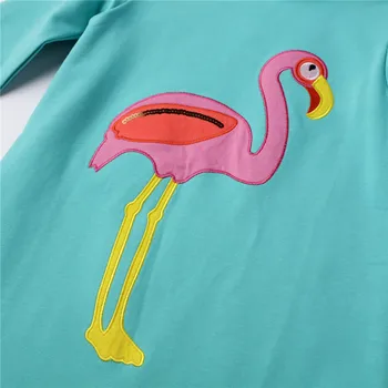 Šokinėja Metrų Naujos Juostele Kūdikį, Gobtuvu Suknelės su Siuvinėjimo Flamingo Vaikai Rudens Žiemos Medvilnės Kostiumas, Suknelė vaikiški Drabužiai