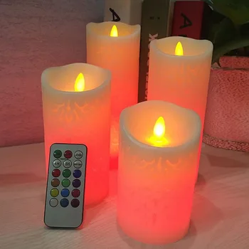 Šokių Liepsna LED Žvakė Su RGB Nuotolinio Valdymo pultas,Vaškas Ramstis Žvakė Vestuvių Dekoravimo Kalėdų Žvakė/Kambario Nakties Šviesos
