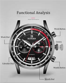 Šveicarija Prekės BINGER Automatinis laikrodis Vyrams, Nerūdijančio Plieno, Rankiniai laikrodžiai Prabanga Mechaninis Laikrodis relogio masculino 2019