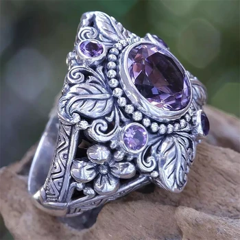 Šviesos Prabanga Violetinė Crystal Žiedai, Vestuvių, Sužadėtuvių Išskirtinį Temperamento Moteris Žiedas Šaliai, Papuošalai