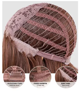 ŠVIESŪS VIENARAGIS Purus Gamtos Kirpčiukai Perukai Pabrėžti 10 Colių Ruda Multi-layer Plaukų Perukai Moterims, Karščiui Atsparaus Sintetinio Pluošto