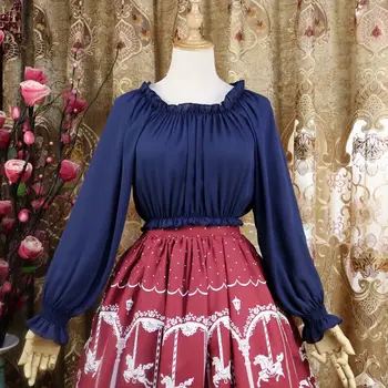 Šviežias saldus lolita top kawaii girl kolegijos stilius puikus mados viktorijos marškinėliai prarasti gothic lolita marškinėliai loli cosplay lolita
