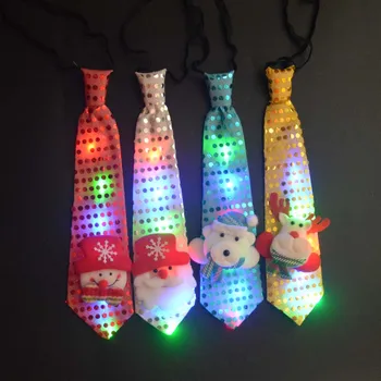 Švytintys LED Šviesos Kalėdų Kaklaraištis Mados Kaklaraiščiai Festivalis Moterų, Mergaičių Berniukas Vyrų Necktie Neon Dekoracijos Kalėdų Senelis Elk