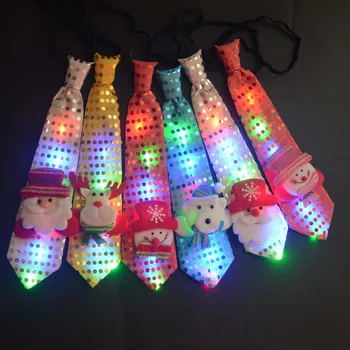 Švytintys LED Šviesos Kalėdų Kaklaraištis Mados Kaklaraiščiai Festivalis Moterų, Mergaičių Berniukas Vyrų Necktie Neon Dekoracijos Kalėdų Senelis Elk