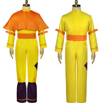 Žaidimas Anime Avatar: The Last Airbender kostiumas Aang apelsinų ir Katara raudonos ir mėlynos spalvos kostiumas, cosplay kostiumas Helovinas Bumianang Panele